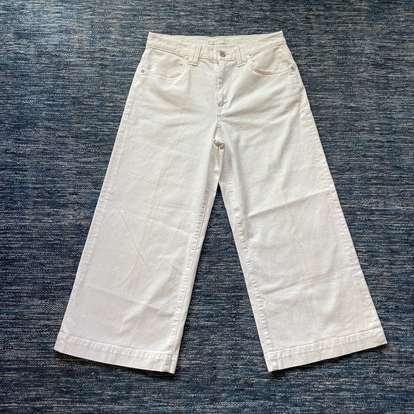 White wide-leg cropped jeans - Picture 2 of 9